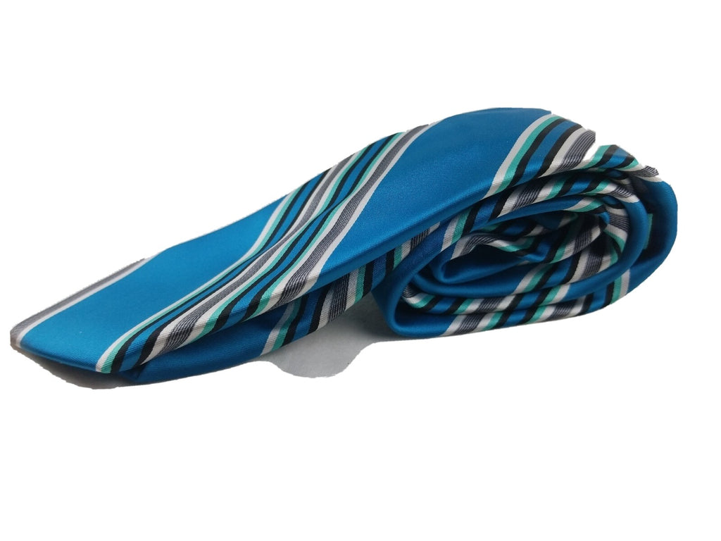 Madison Mens Neck Tie Turquoise Striped Tie