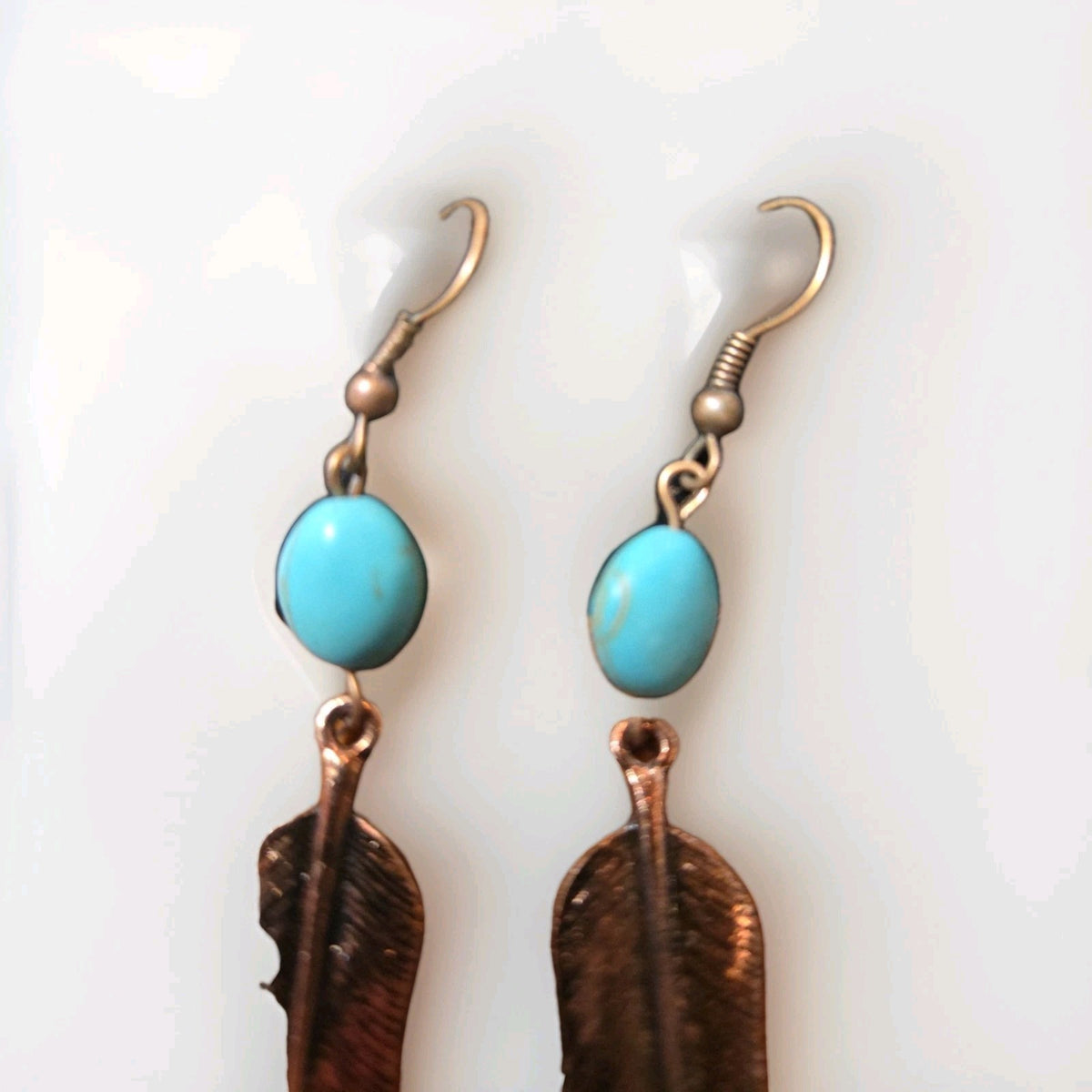 Boho Dangle Earrings Turquoise & Gold Tone, Fashion  Jewelry