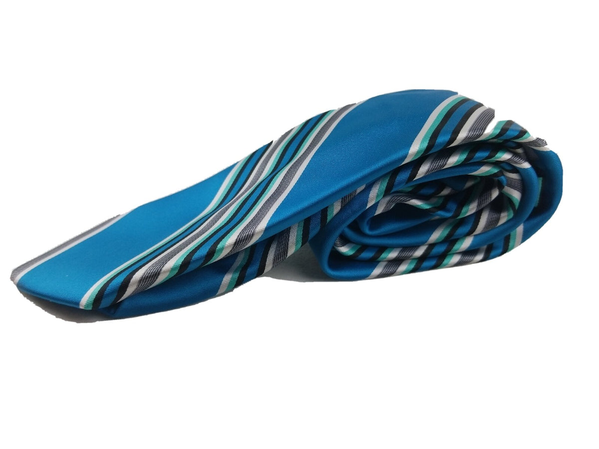 Madison Mens Neck Tie Turquoise Striped Tie