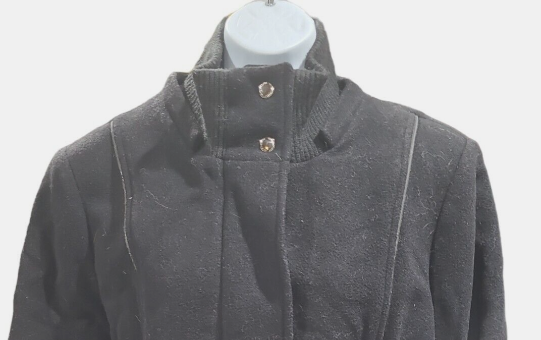 Liz Claiborne  Womens L Black Polyester Blend Dual Close Peacoat