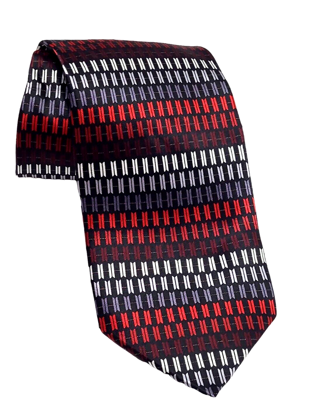 COVINGTON Handmade Silk Men's Black, Maroon,Gray and White Men's Tie.