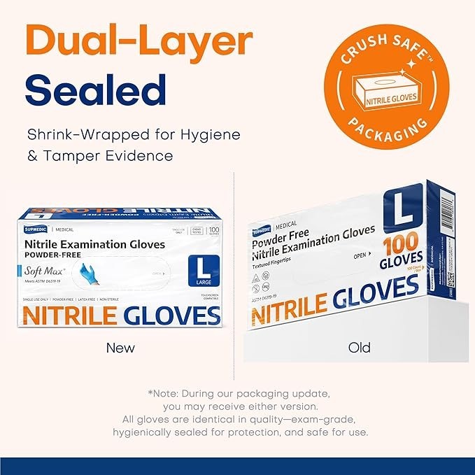 Supmedic Medical Soft Max™ Nitrile Exam Gloves, 100 Count Latex-Free Powder-Free