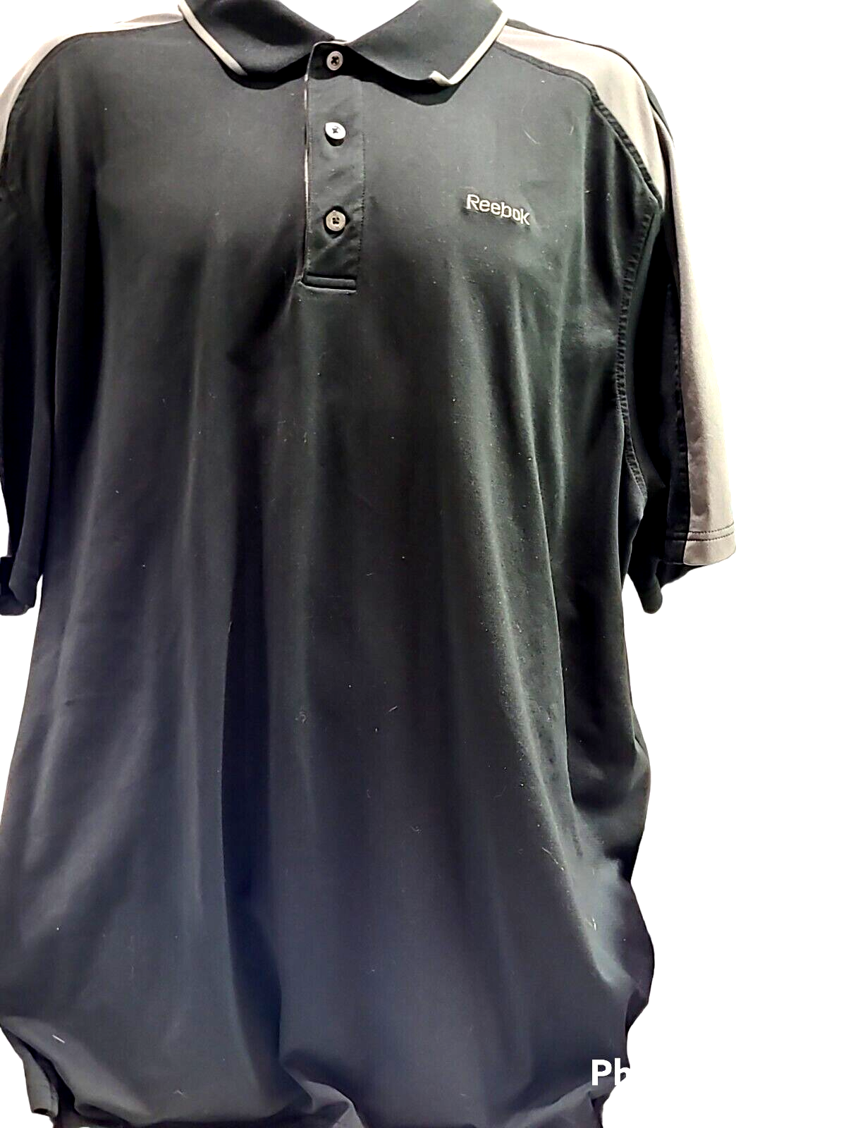 Reebok Golf Polo Shirt Mens XL Black & Gray Short Sleeve Collared Logo