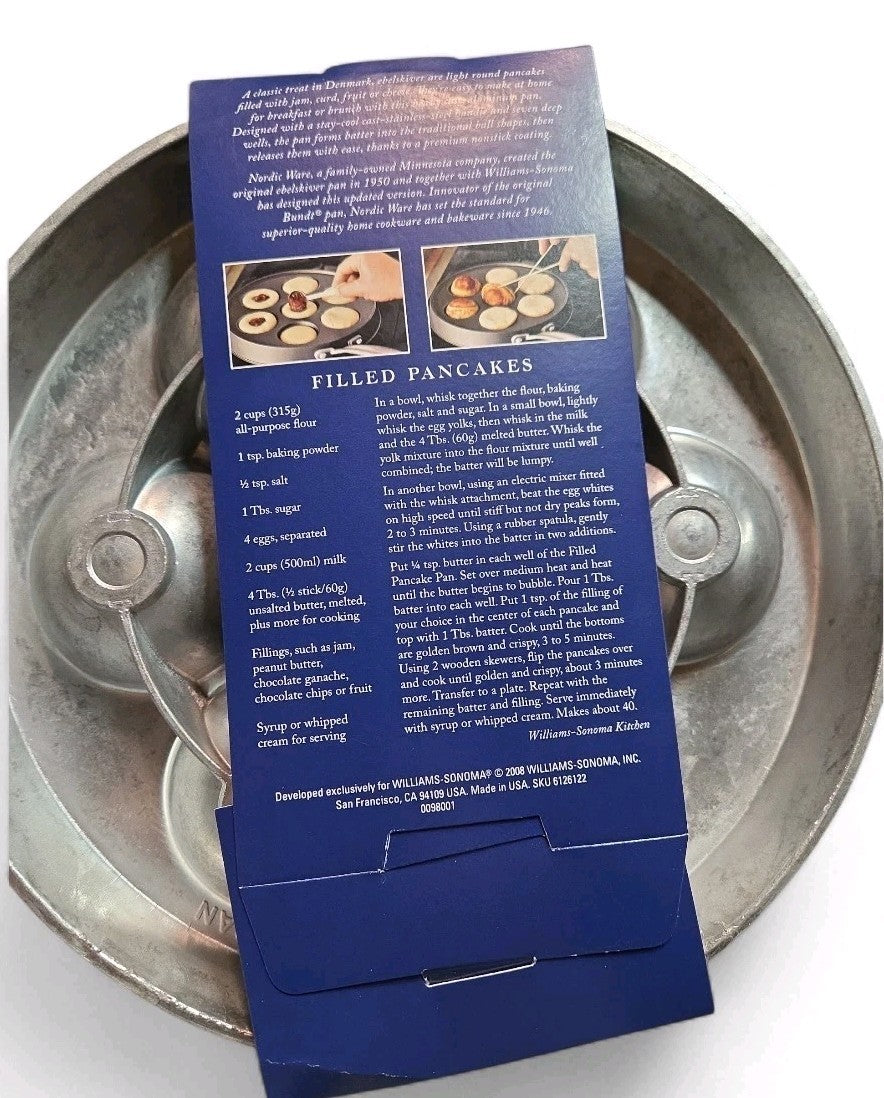 Nordic Ware Ebelskiver Pan Filled Pancake Maker USA Cast Aluminum 7 Cup Nonstick