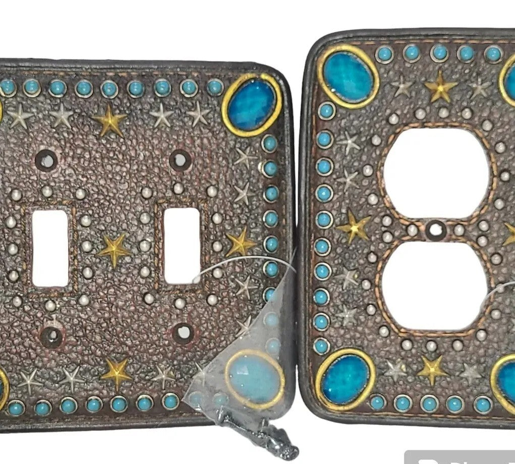 Embellished Leather Toggle Switch & Outlet Coordinating Set Covers