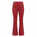 Ladies Casual    Cranberry Red Slacks with Front button Decor Size L