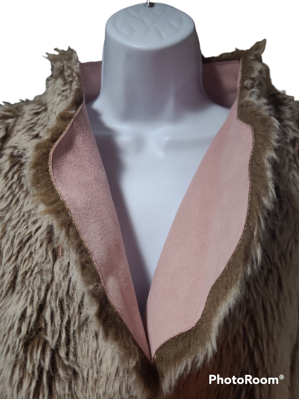 Blush Pink Suede and Faux Fur Sleeveless Vest.