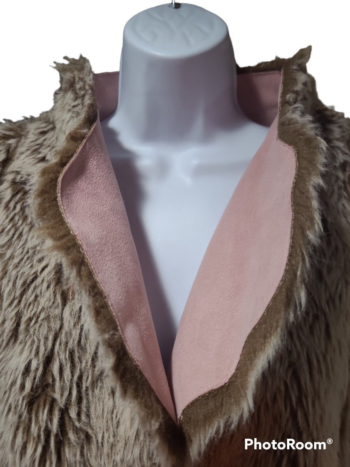 Blush Pink Suede and Faux Fur Sleeveless Vest.