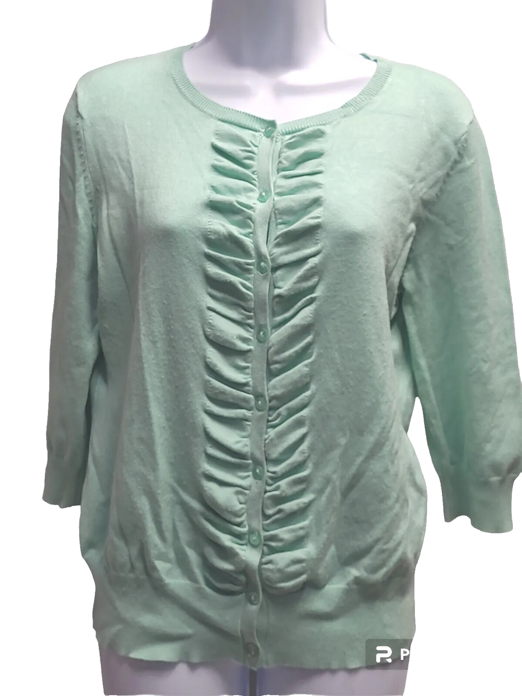 ROZ & ALI  Mint Green Button up Sweater  Top size L