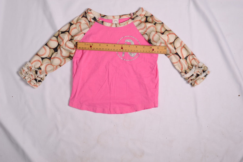 Sunshine & Rodeos Pink with glitter R baseball T shirt