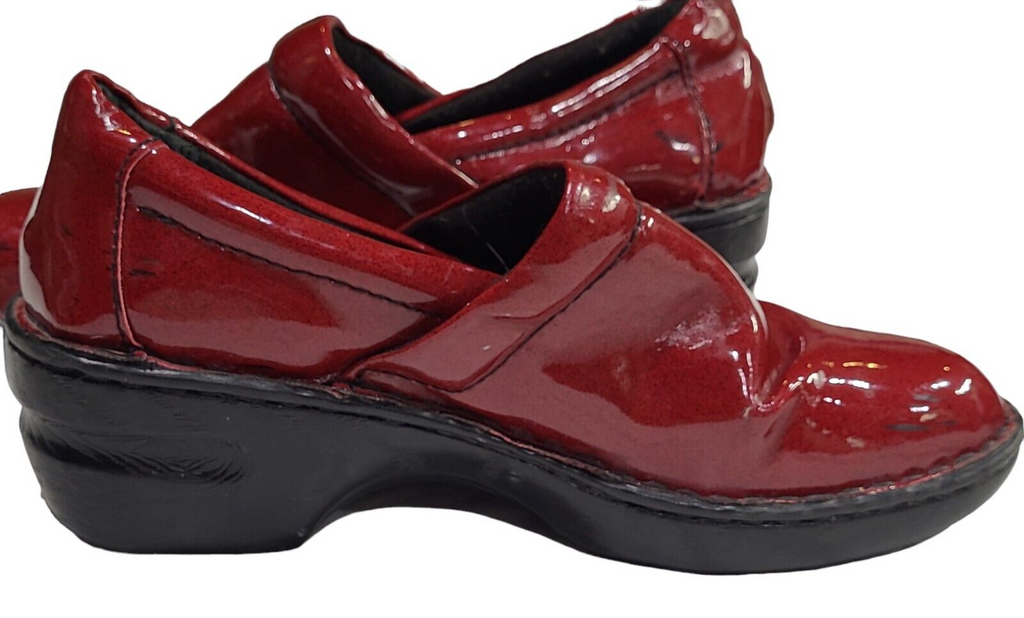 B.O.C. Cherry Red Soft Leather Clogs/Mules Women’s Size 6