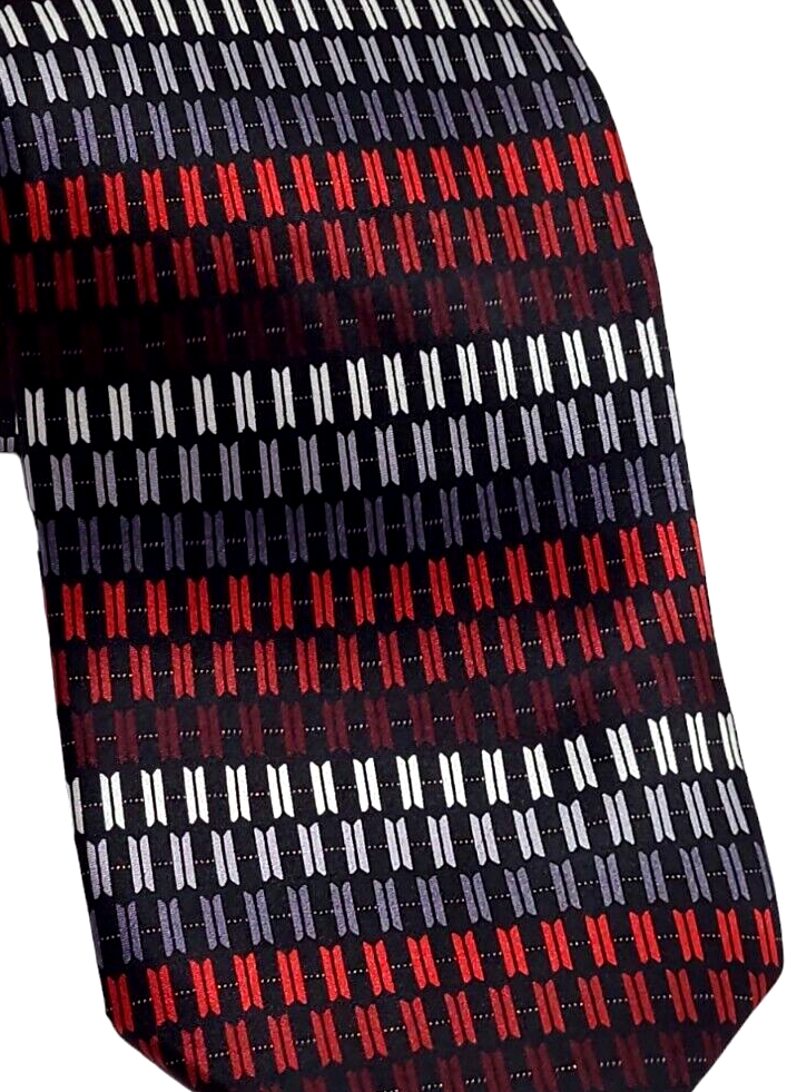 COVINGTON Handmade Silk Men's Black, Maroon,Gray and White Men's Tie.