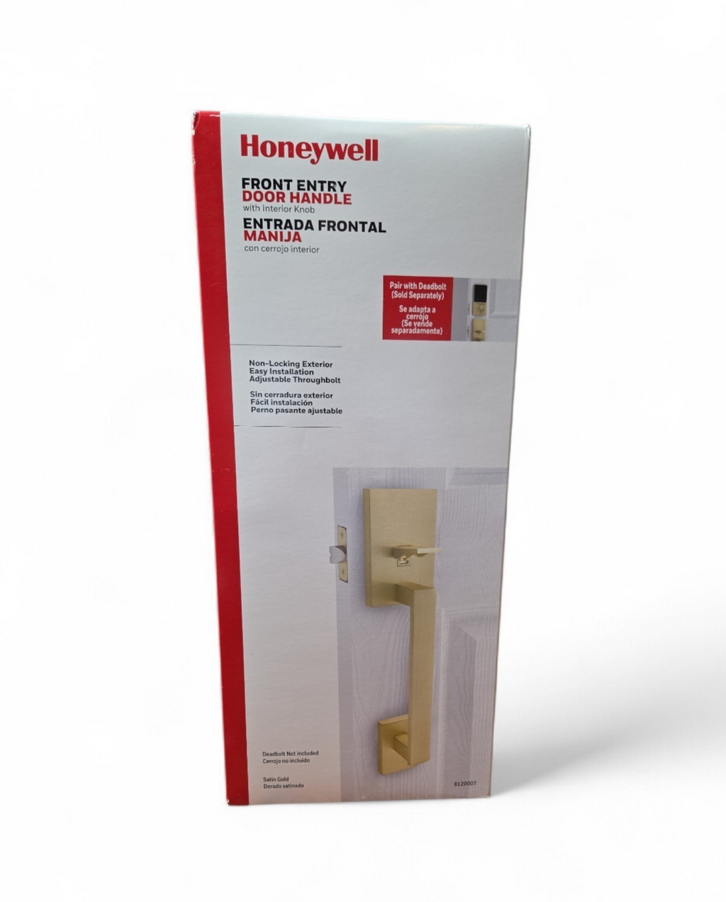 Honeywell satin gold Interior or Exterior Keyed Entry Door Handle