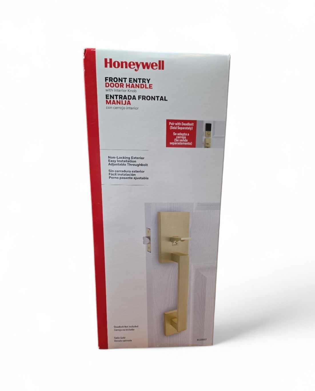 Honeywell satin gold Interior or Exterior Keyed Entry Door Handle