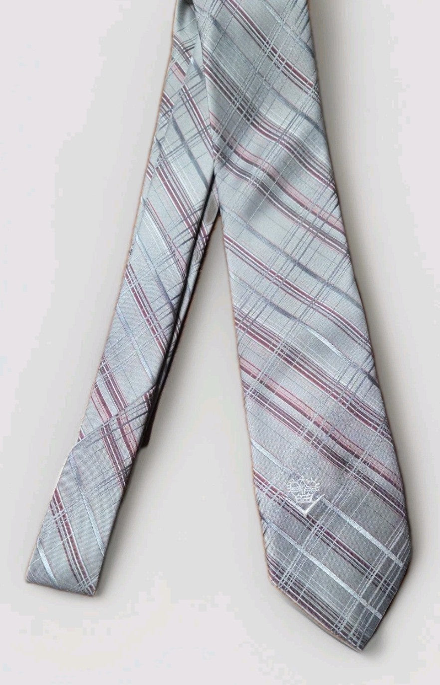 The Crown Collection Men's Striped Tie Light & Dark Gray, Maroon, White