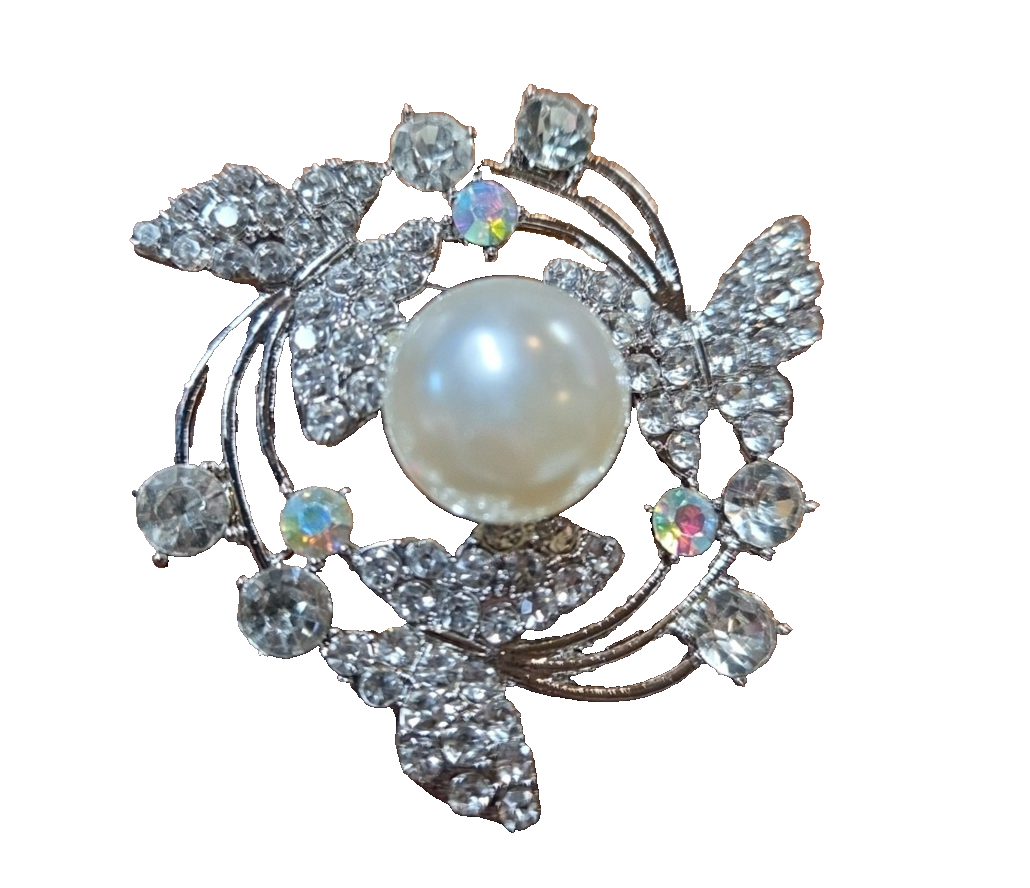 Large BROOCH Pendent Butterfly Sparkly  GLITZY GLAM Fab VINTAGE STYLE