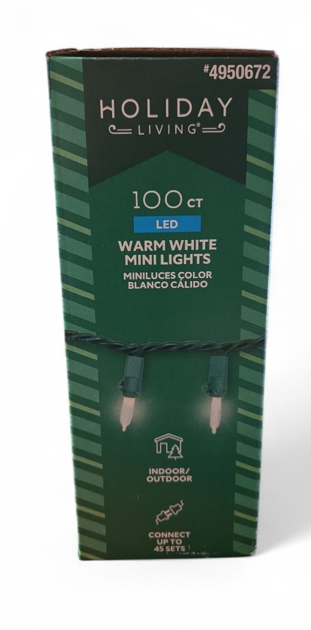 HOLIDAY LIVING  100 CT  24.7 Ft WARM WHITE MINI LED Christmas Lights - 4950672