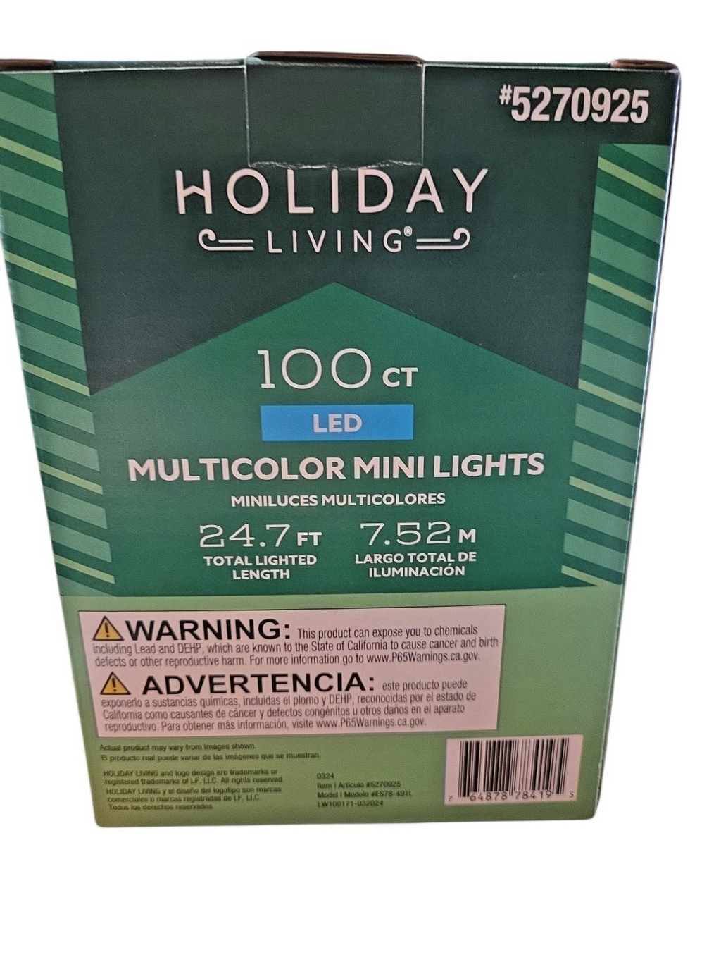 Holiday Living 100 Multicolor LED Mini String Lights Christmas w/ Green Wire NEW