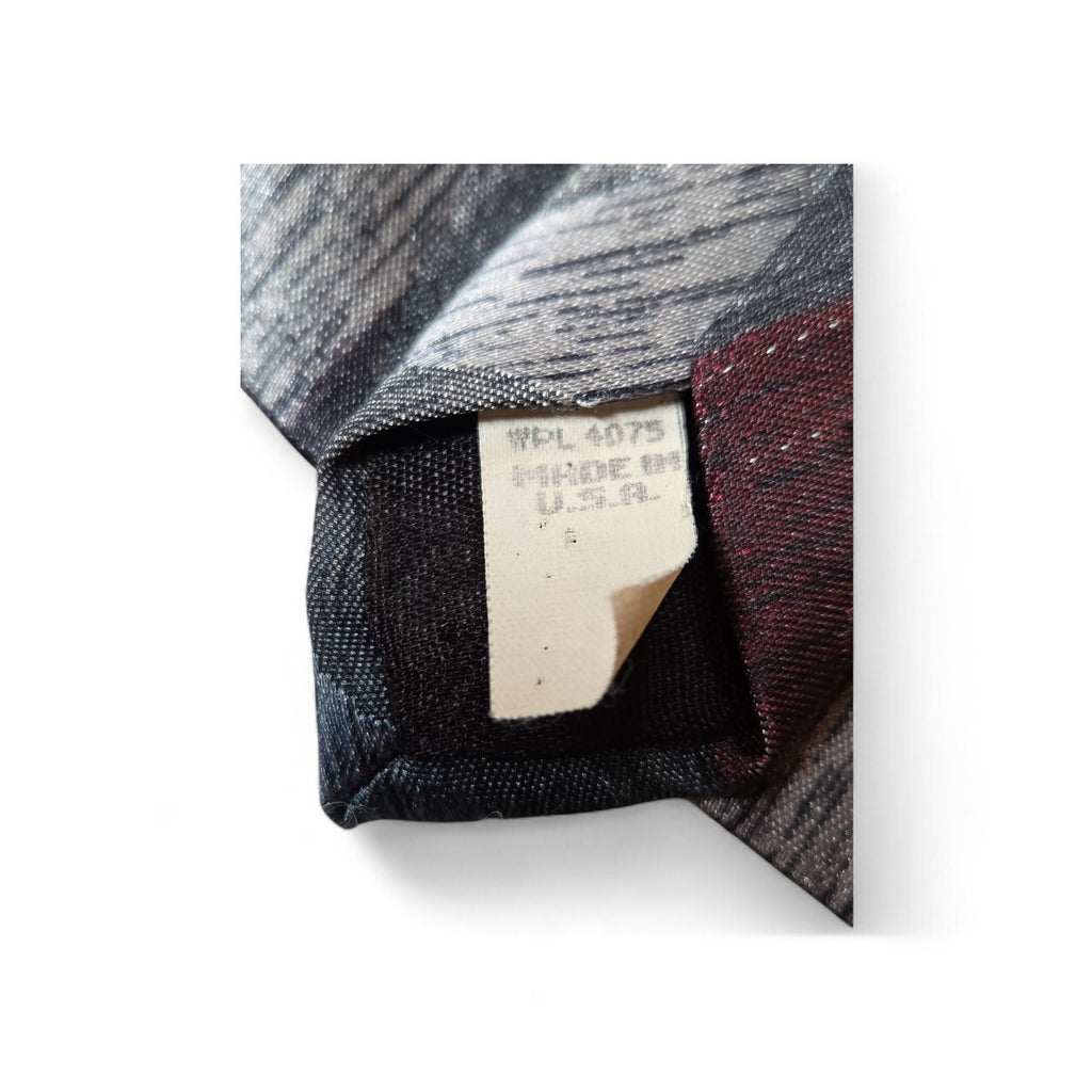 VINTAGE Oscar De La Renta Silk Tie Burgundy, Blue, Gray Abstract Tie