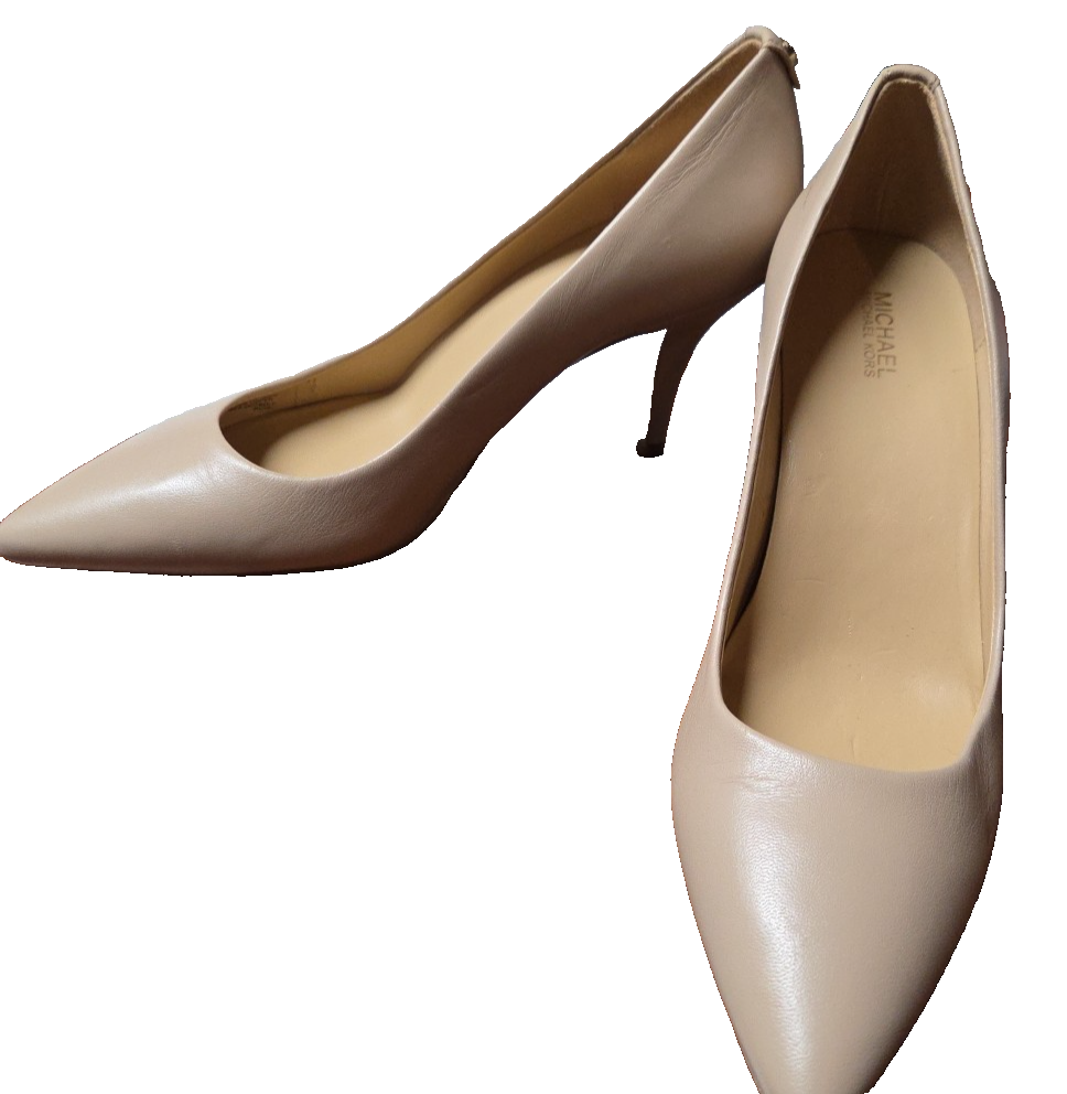 MICHAEL KORS Alina Flex Pump Leather Size 8M Beige Pointed Toe EUC 4507