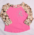 Sunshine & Rodeos Pink with glitter R baseball T shirt