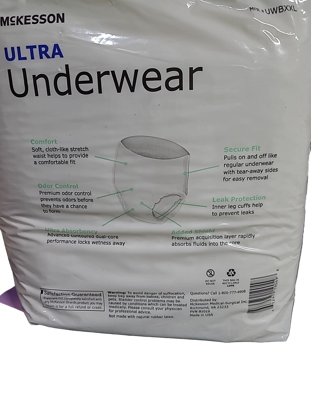 Adult Underwear, 2X-LARGE, XXL, Heavy Absorbency, McKesson Ultra - 12 CT
