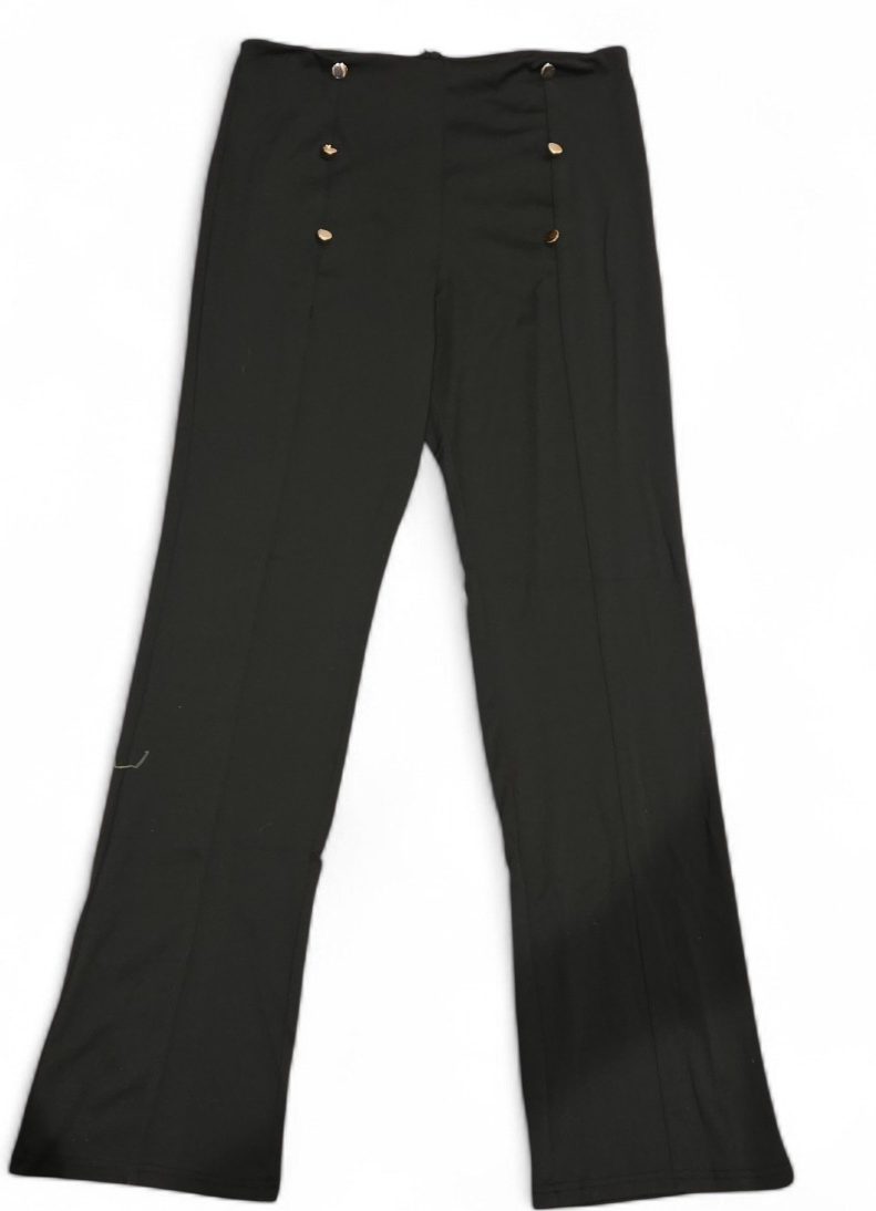 Ladies Casual Black Slacks with Front button Decor Size L