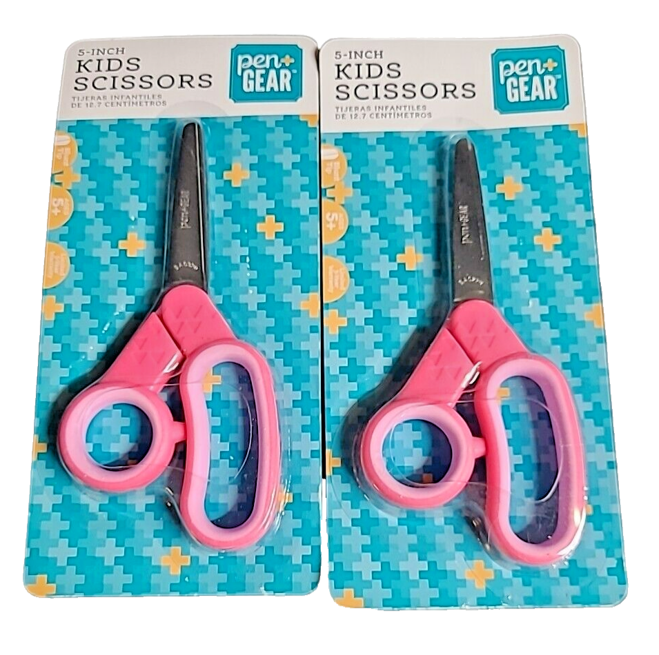 Pen + Gear 5" Kids Scissors Beginning Cutters Blunt Tip Back to School (2 pr)