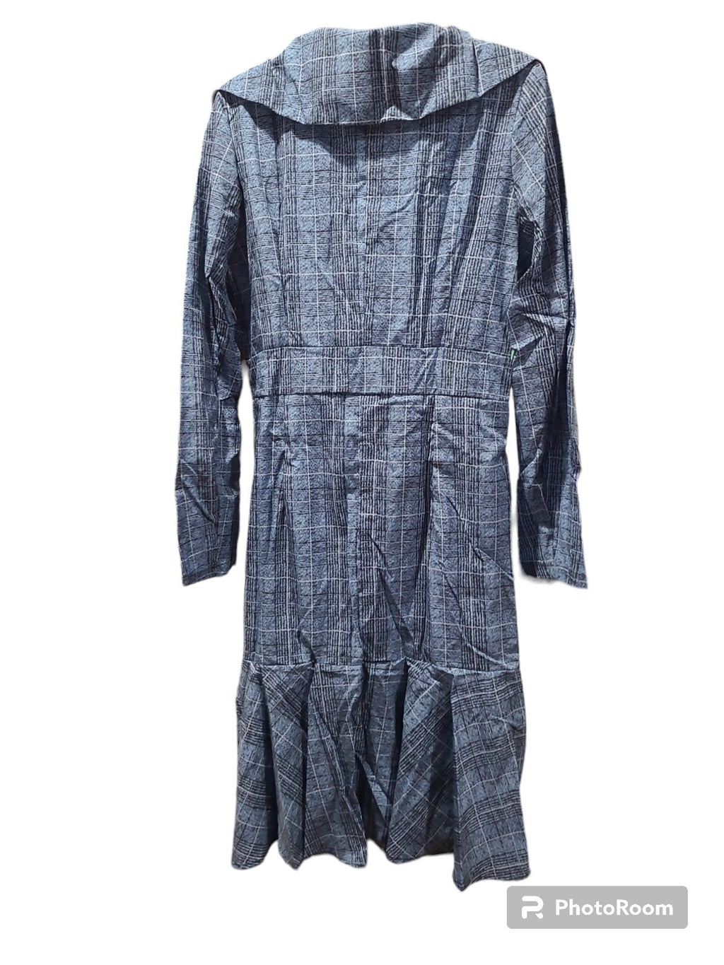 Casual/Flared Ruffled Navy Blue & Black Pinstripe  Dress Size Large.🌟