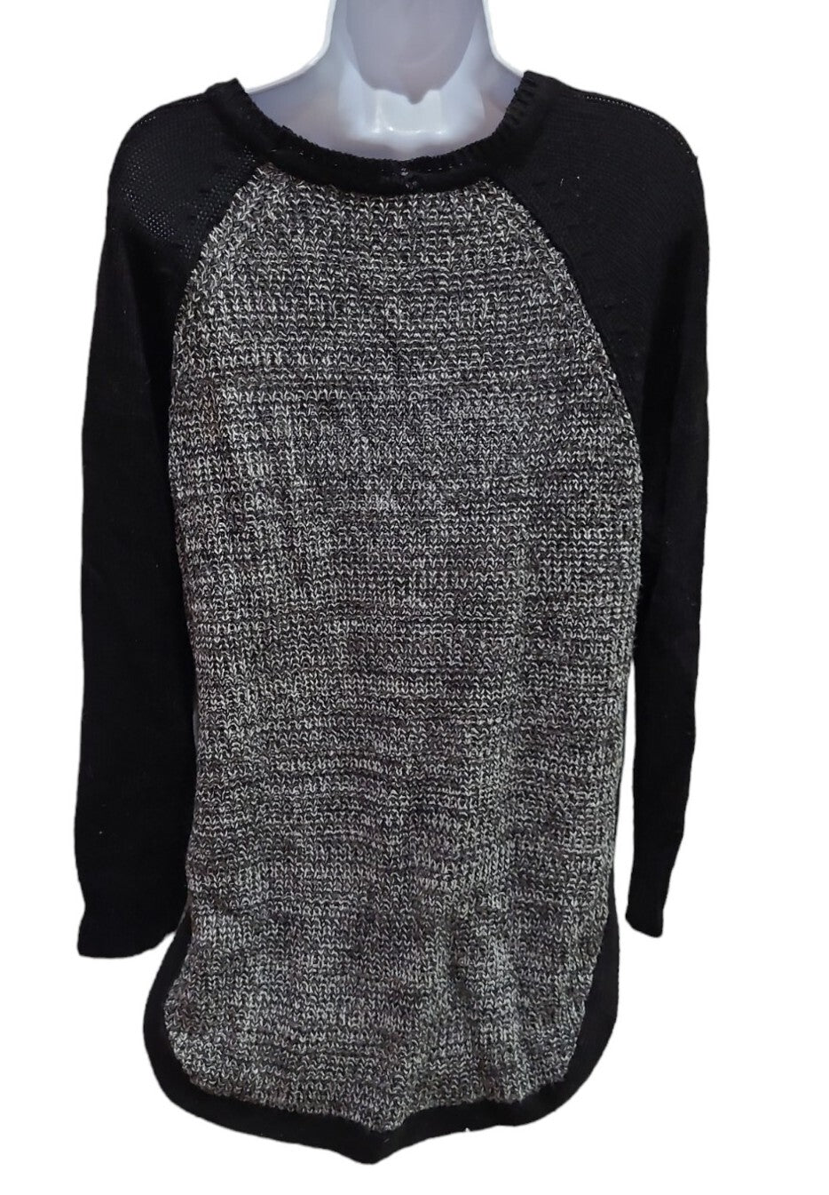 Jason Maxwell Charcoal  white & black loose knit Long sleeve Sweater Size L
