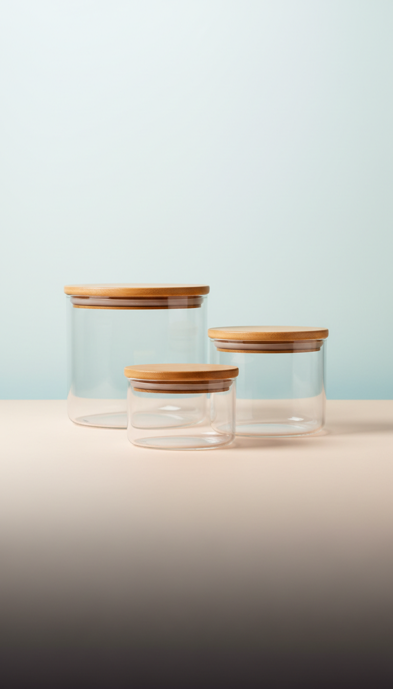 Glass Storage Container Set with Airtight Bamboo Lids