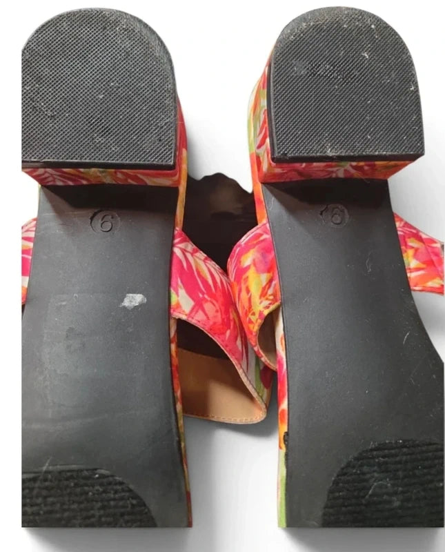 Ladies Cato Bright Floral Print Slip On Low Heel Size 9