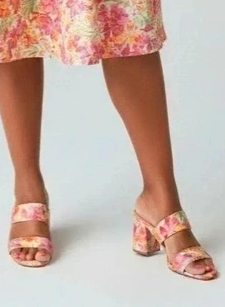 Ladies Cato Bright Floral Print Slip On Low Heel Size 9