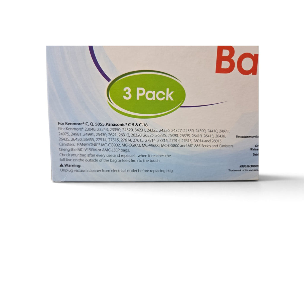 Great Value Kenmore C Vacuum Bag for Upright Vacuums, 3-Pack