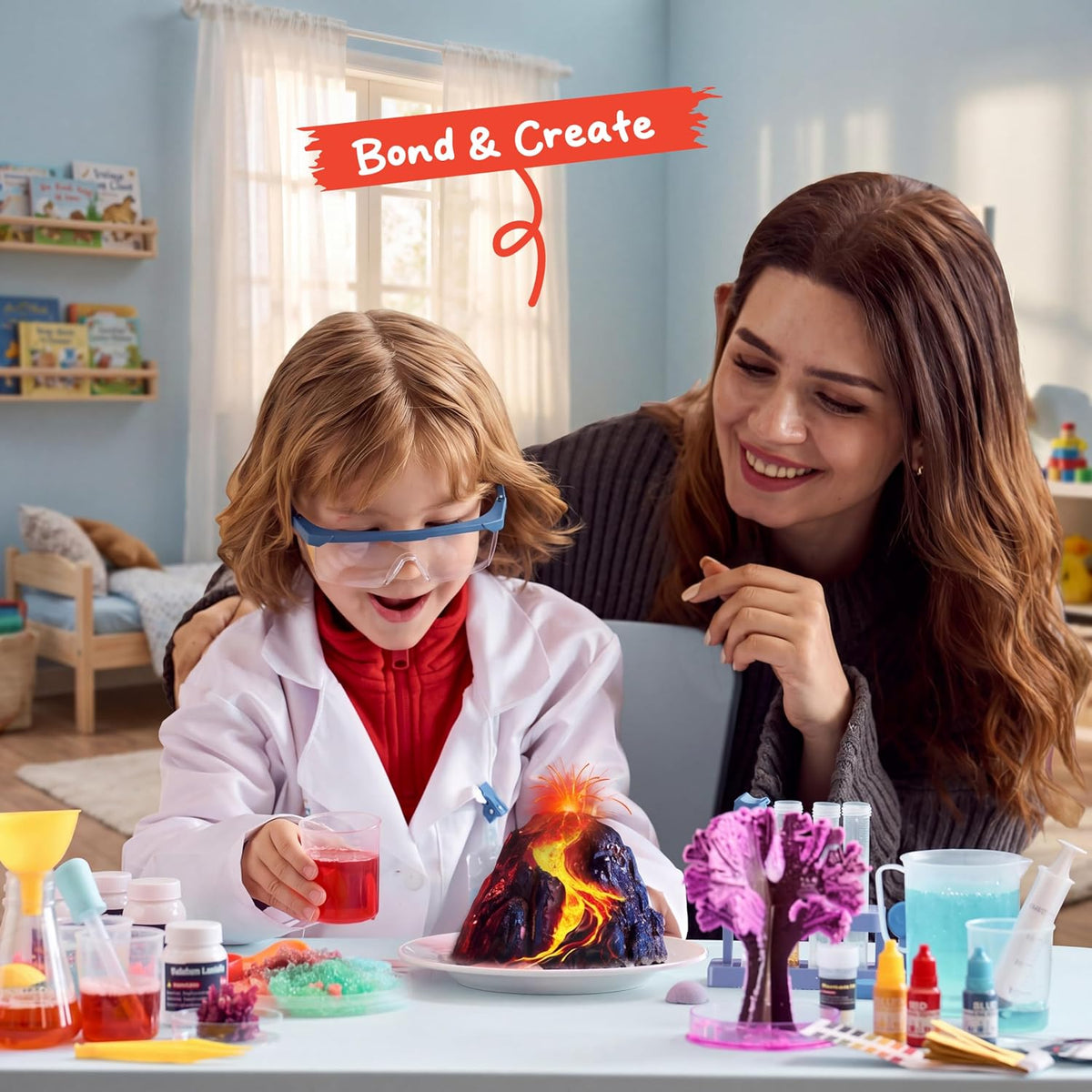 Klever Kits Amazing Science Kits- 85+ Experiments Educational Toys, STEM Activities with Erupting Volcano and Growing Crystal Tree for Kids Aged 6 7 8+