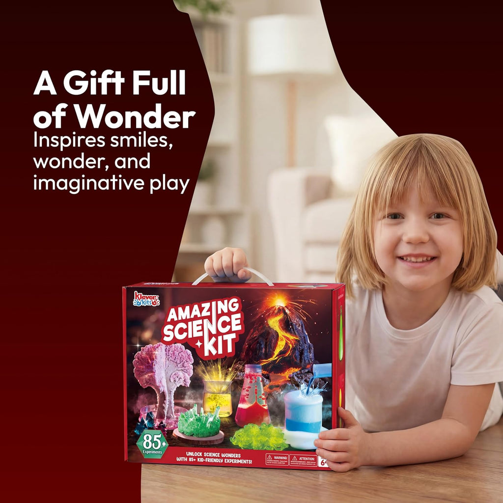 Klever Kits Amazing Science Kits- 85+ Experiments Educational Toys, STEM Activities with Erupting Volcano and Growing Crystal Tree for Kids Aged 6 7 8+