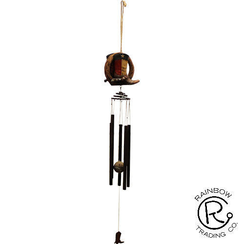 Western Country Rustic Texas Cowboy Boot With Lasso Ropes Hanging Wind Chime