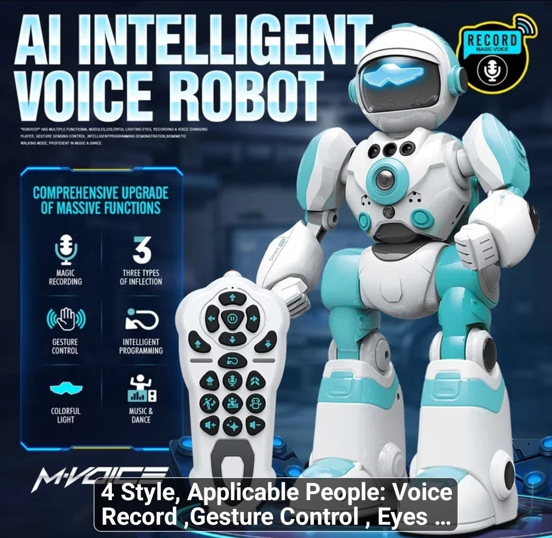 AI RC Robot for Kids with Gesture Induction Interactive, And lots more (BLUE)