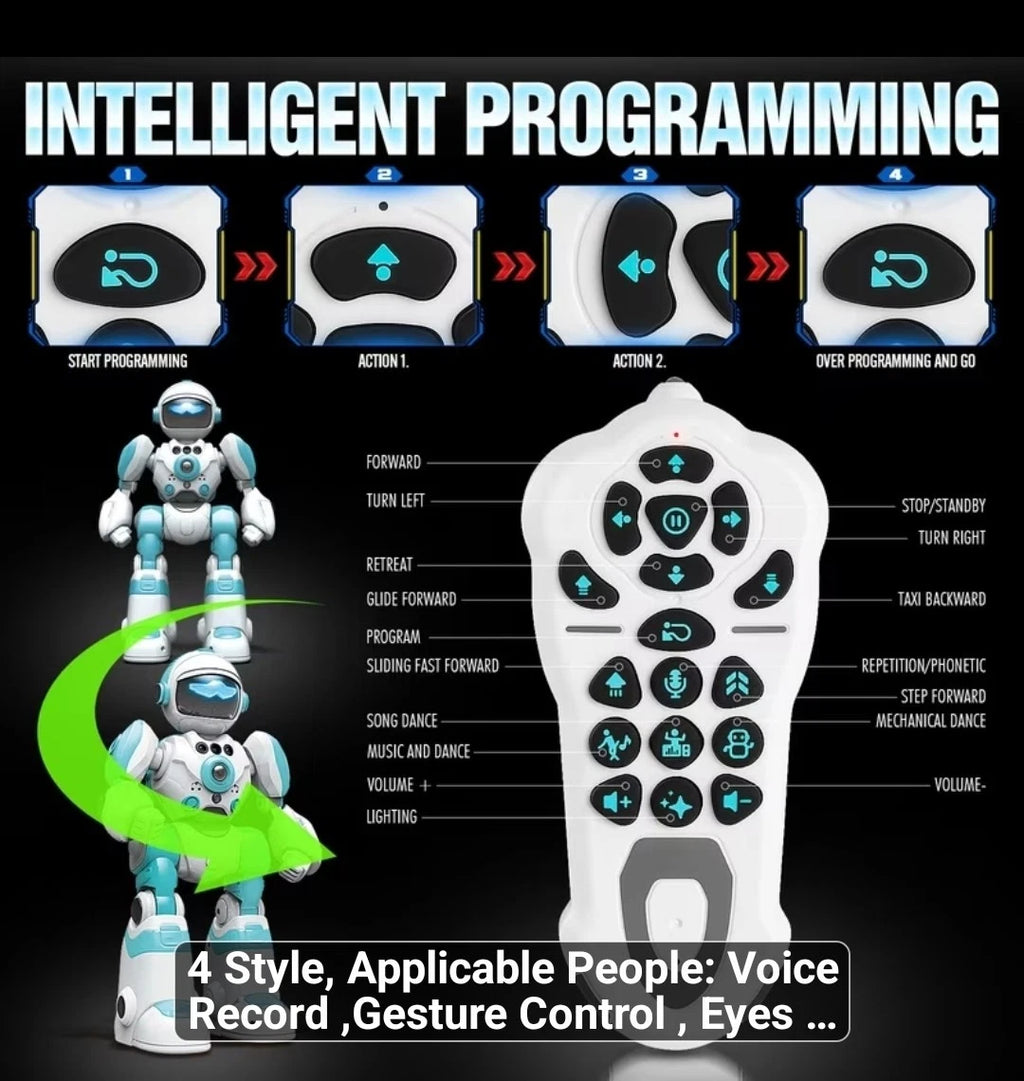 AI RC Robot for Kids with Gesture Induction Interactive, And lots more (BLUE)