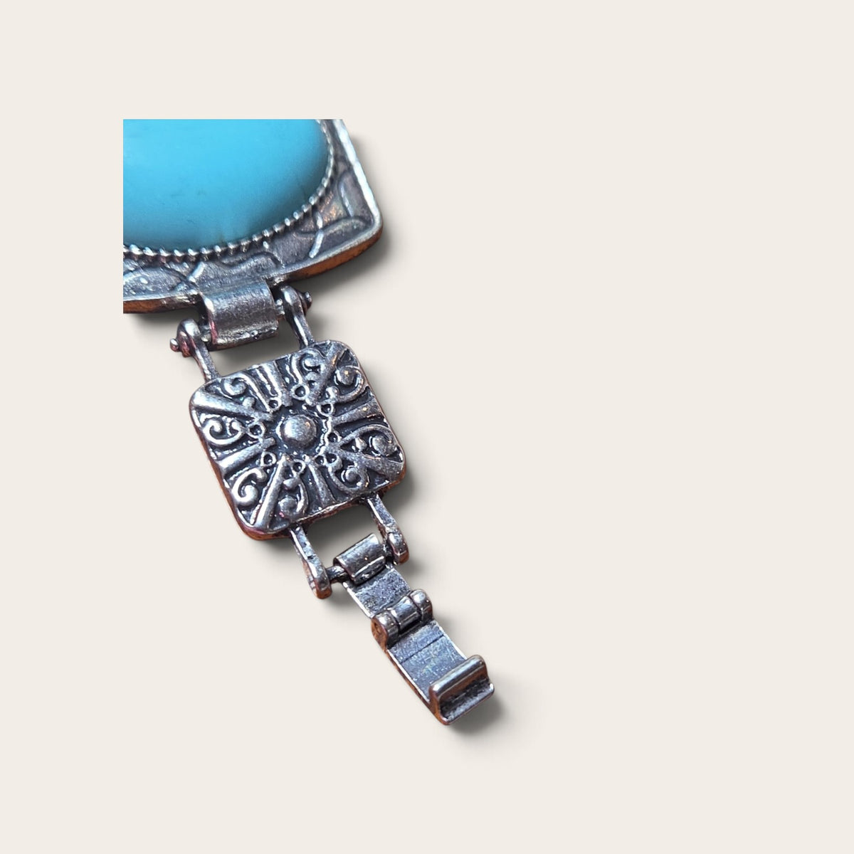 Fashionable Turquoise & Silver Rectangle Bracelet