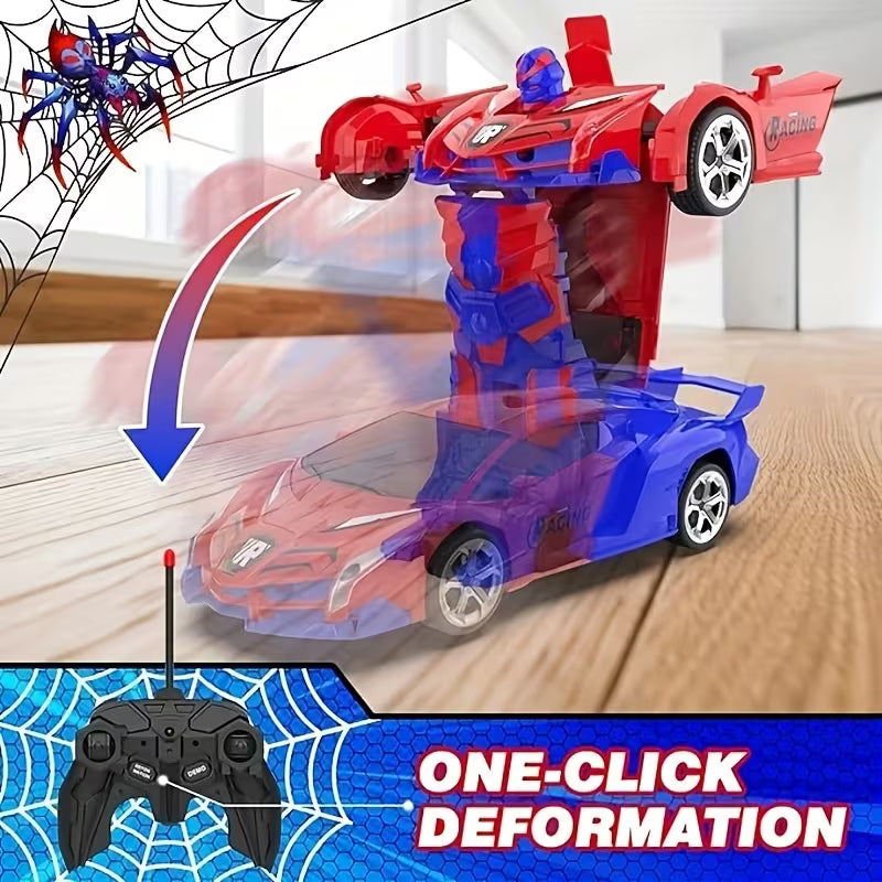 Remote Control Car, One-Button Transform Robot Spider Transformer Toy Car