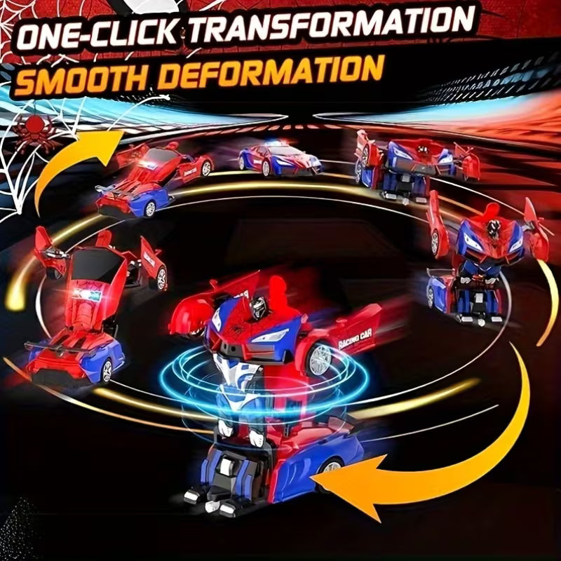 Remote Control Car, One-Button Transform Robot Spider Transformer Toy Car