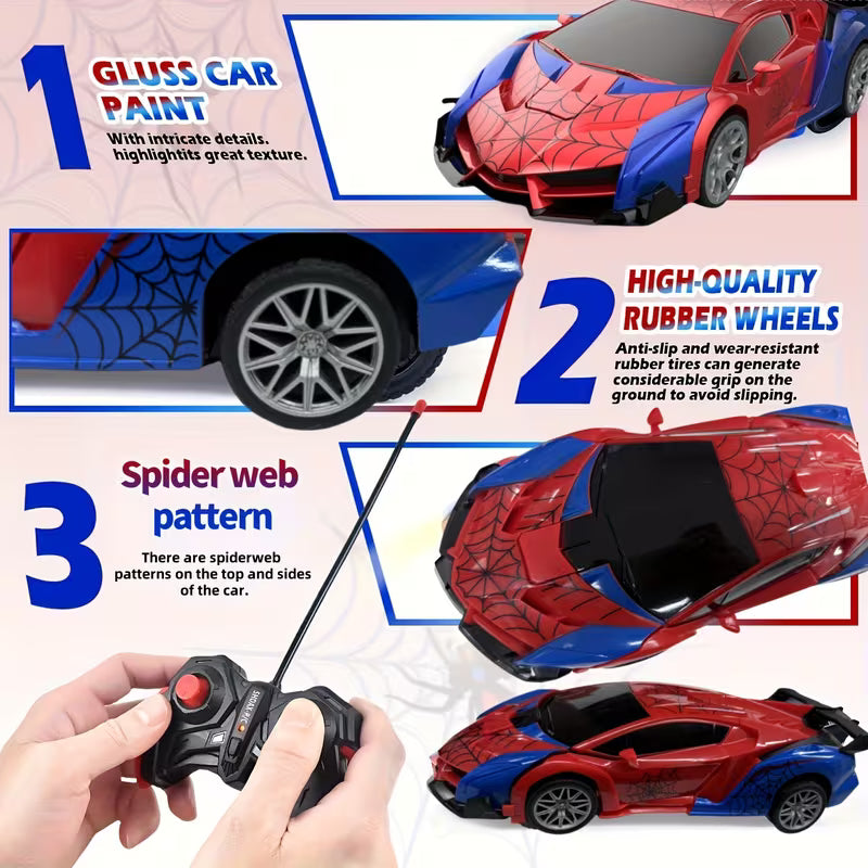 Remote Control Car, One-Button Transform Robot Spider Transformer Toy Car