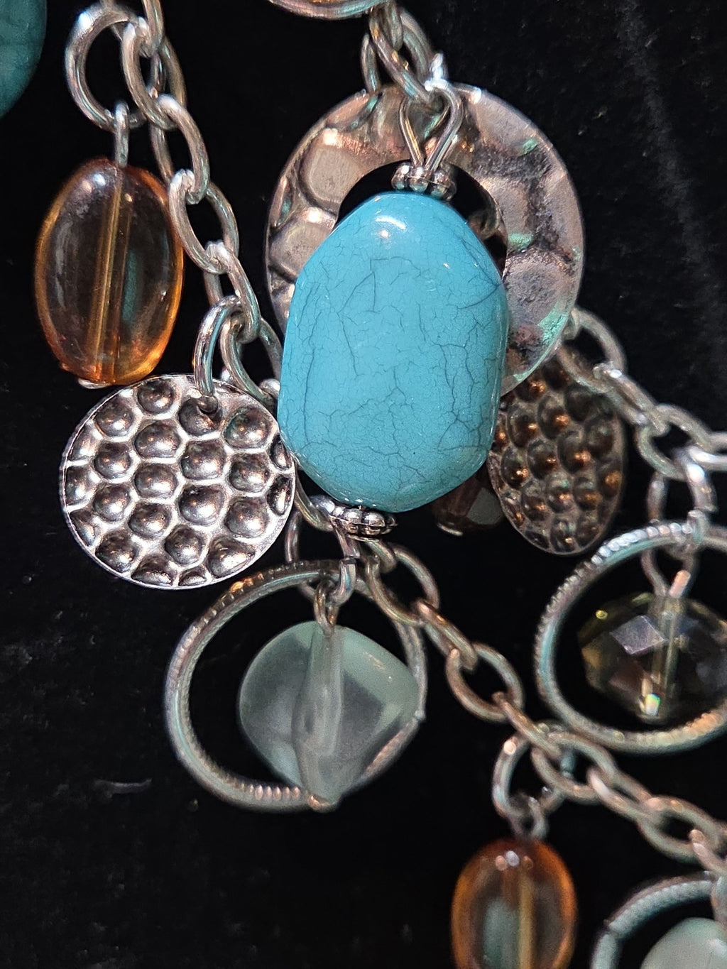 P&G Collections Fashion Jewelry Necklace and Earring set Turquoise and Brown Acrylic Glass