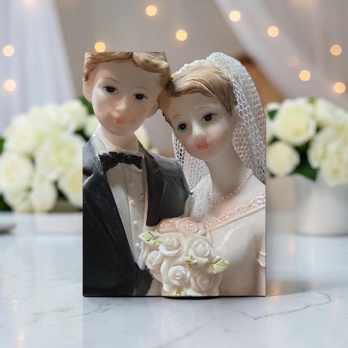 Bride and Groom Figurine White Wedding Couple Figurine Romantic Resin 8" #1