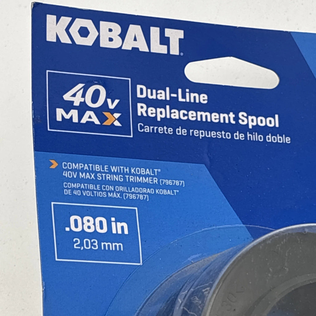 Kobalt 40V Max Dual-Line Replacement Spool 080 In 16 Ft String Trimmer Line